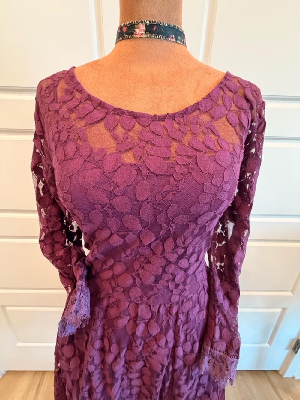 Free People Plum Lace Long-Sleeve Midi Dress - Picture 4 of 4